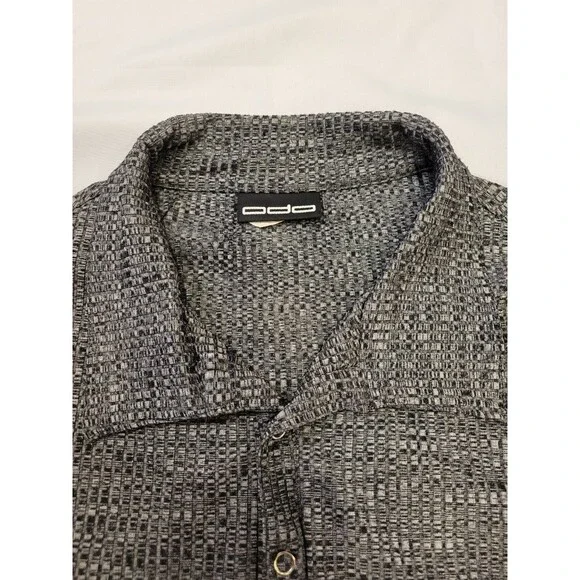 Vintage Odo Mens Polo Shirt Fits Medium Silver Black Shiny Disco Club Party - Picture 3 of 10